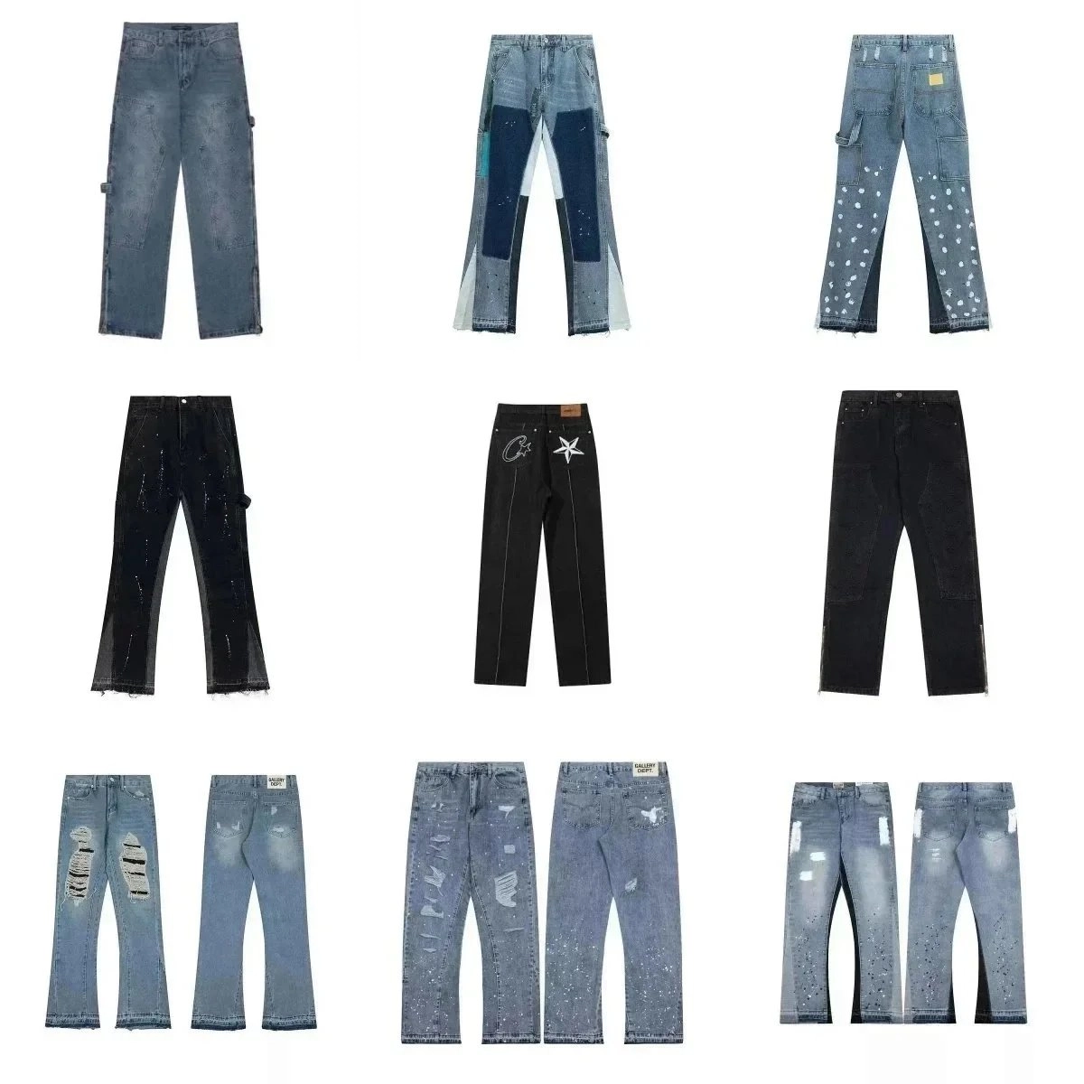 Gallery Dept. Patchwork Denim Jeans - Blue Multi-Panel Distressed