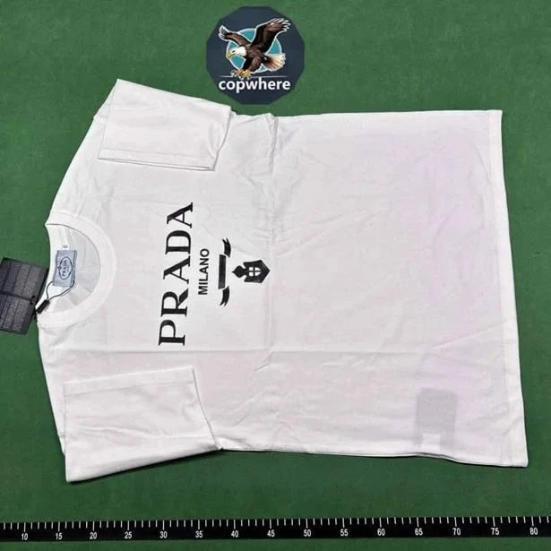 Prada Milano Eagle Logo White T-Shirt with Pocket Detail