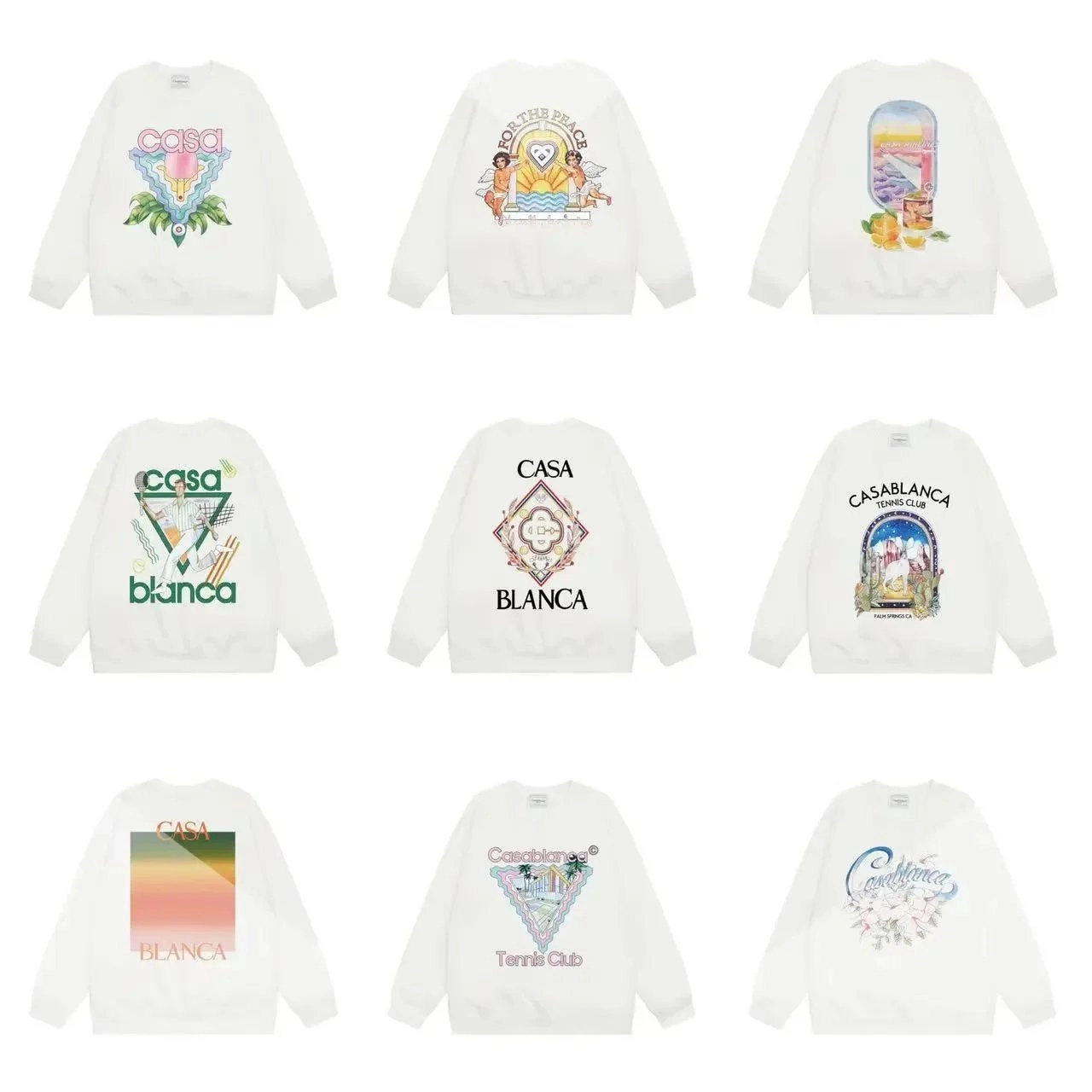 Casablanca Tennis Club Graphic Sweatshirt - White Multi-Print