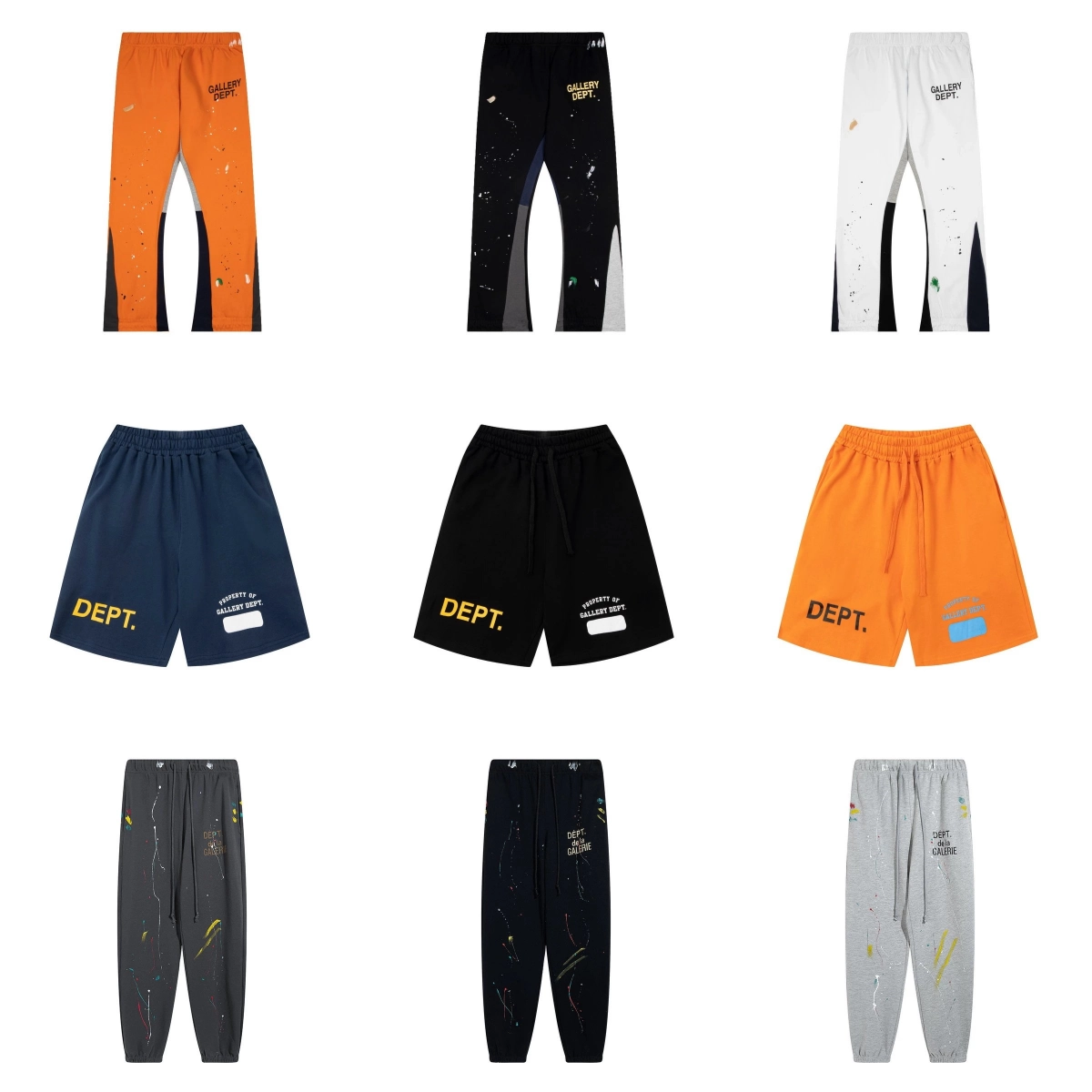 Gallery Dept Paint-Splatter Joggers Orange Black White