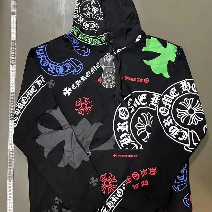 Chrome Hearts Black Hoodie with Multi-Color Logo Print