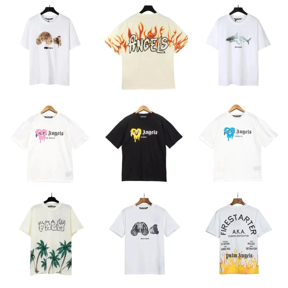 Palm Angels Flame Angels Graphic T-Shirt White