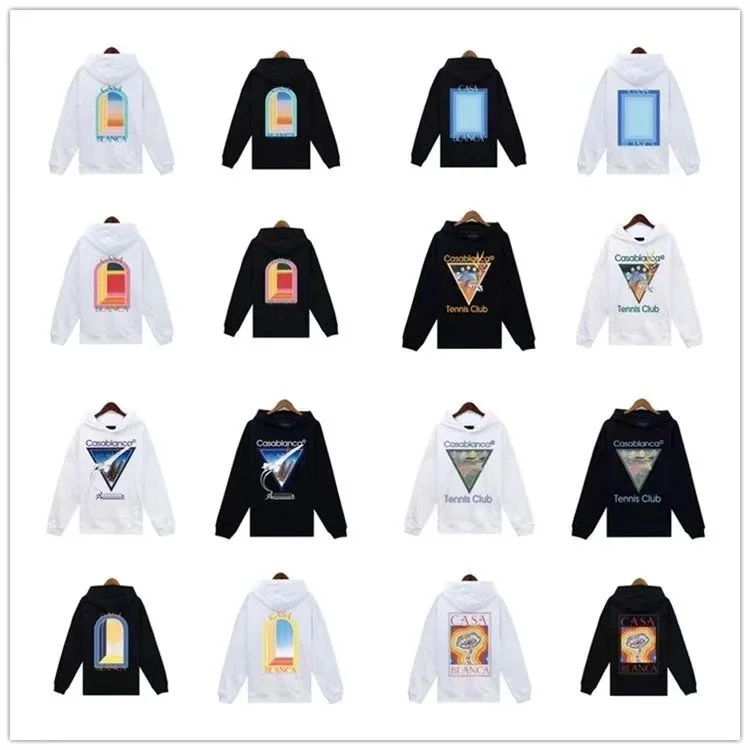 Casa Blanca Triangle Logo Hoodie - White with Ocean Graphic