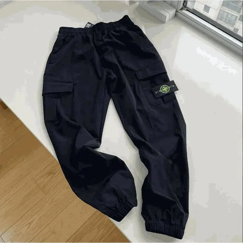 Stone Island Black Cargo Pants with Compass Patch