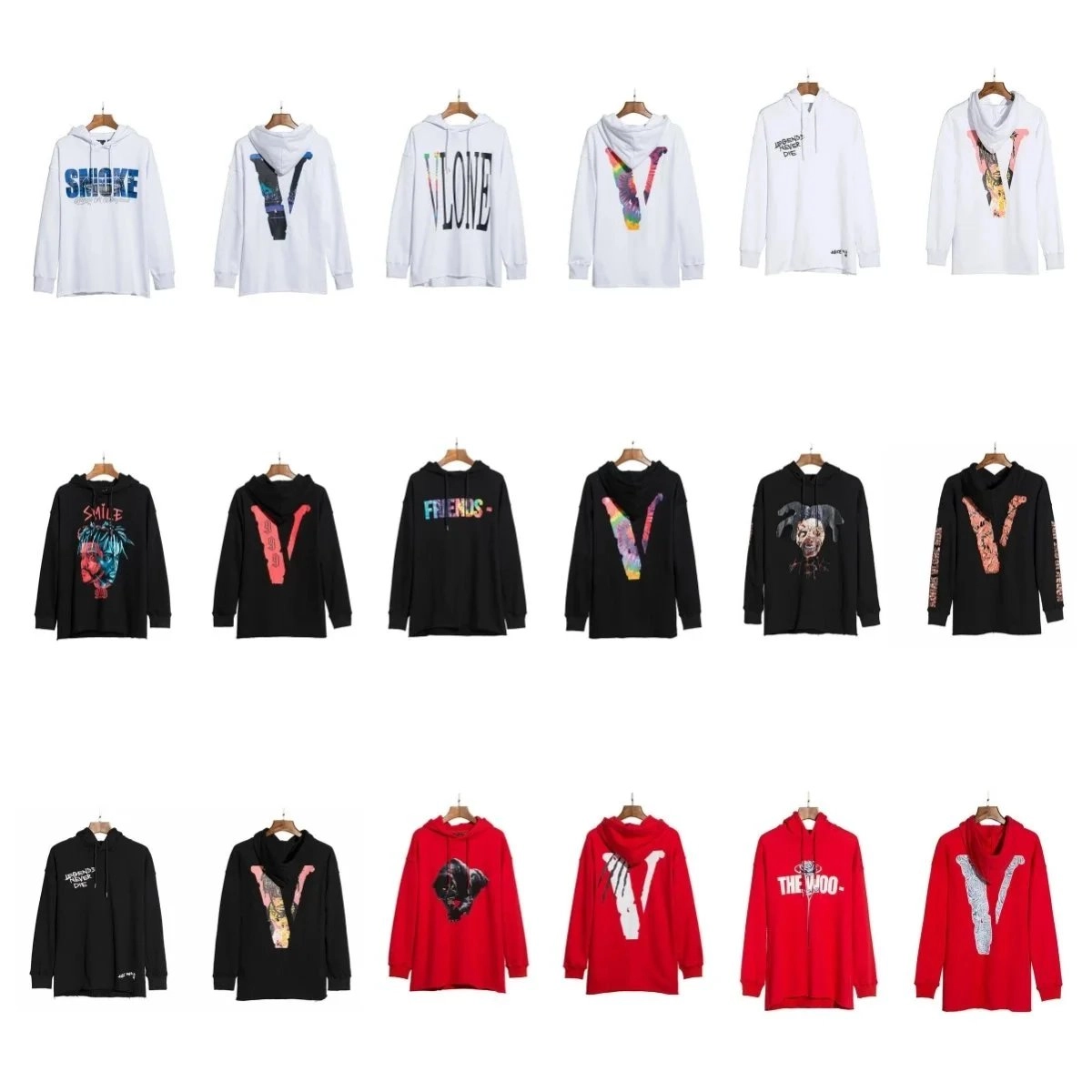 Vlone White Hoodie with Tie-Dye V Logo Oversized Fit