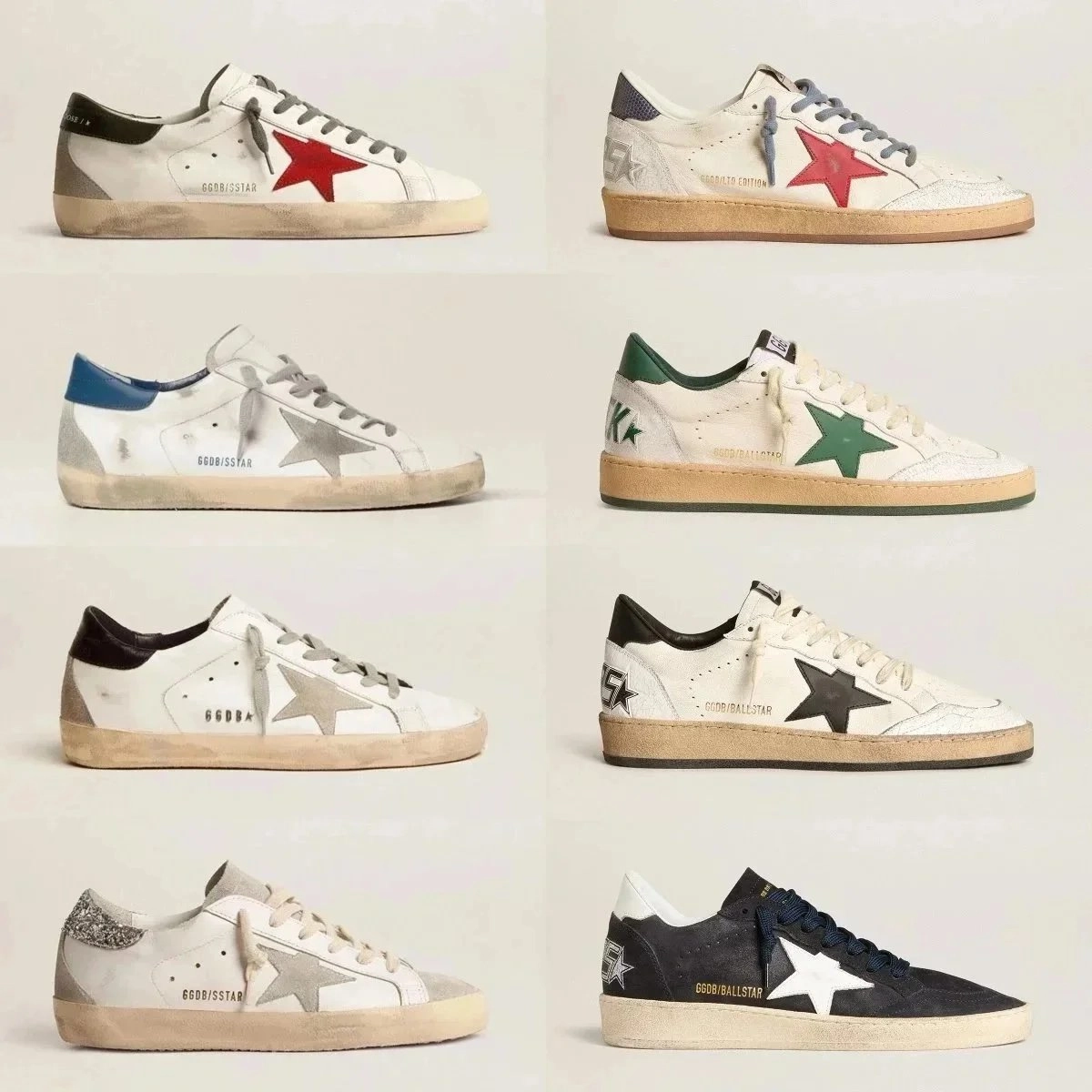 Golden Goose Superstar Distressed White Red Star Sneaker