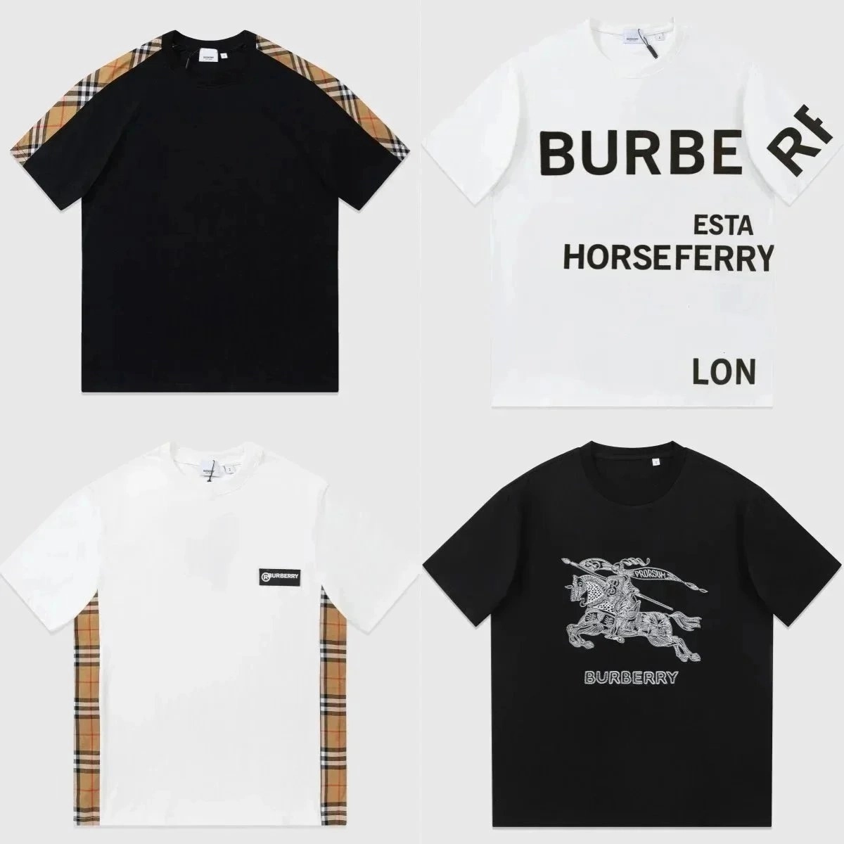 Burberry Knight Embroidered Black T-Shirt with Equestrian Logo