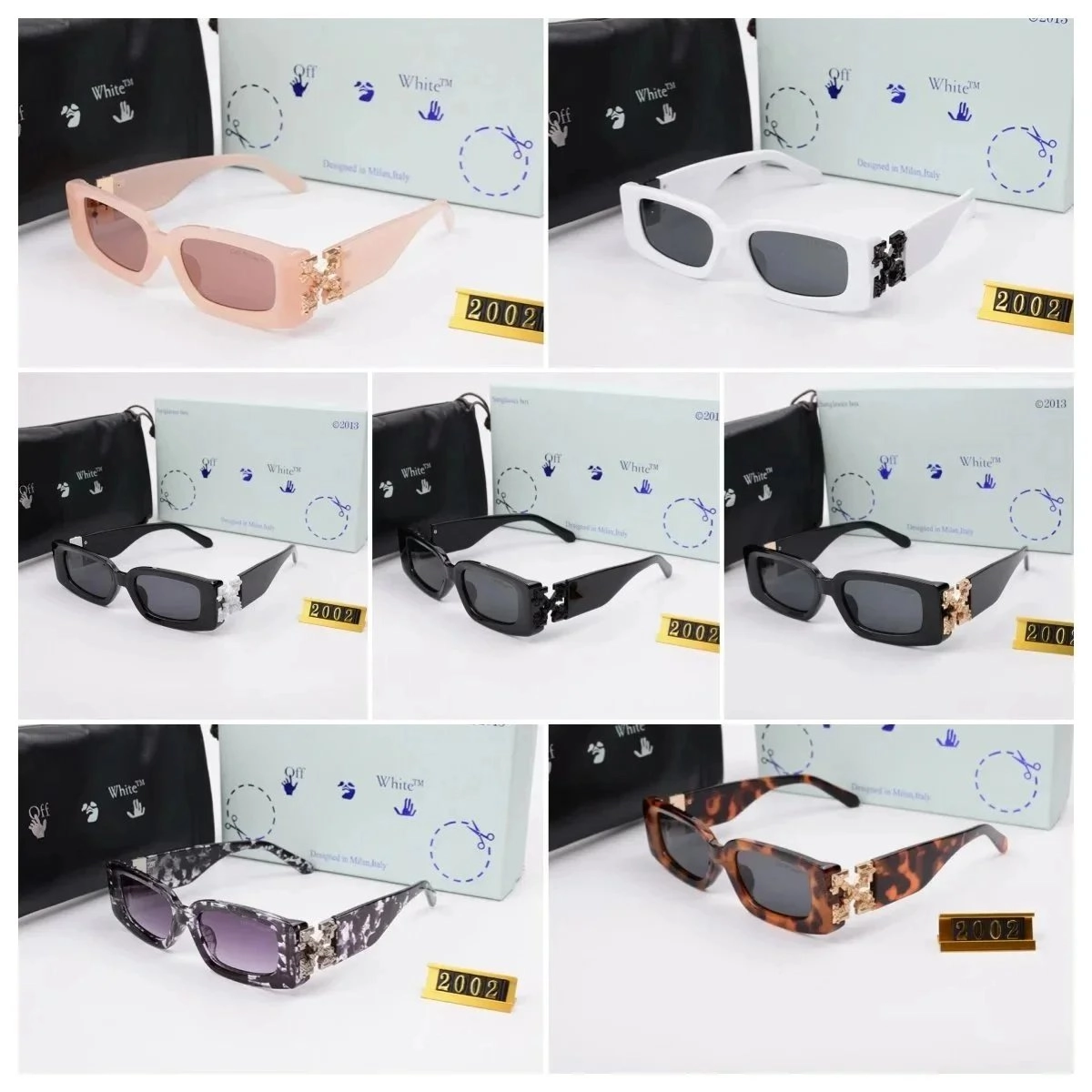 Off-White 2002 Square Sunglasses with Crystal-Embellished Temples