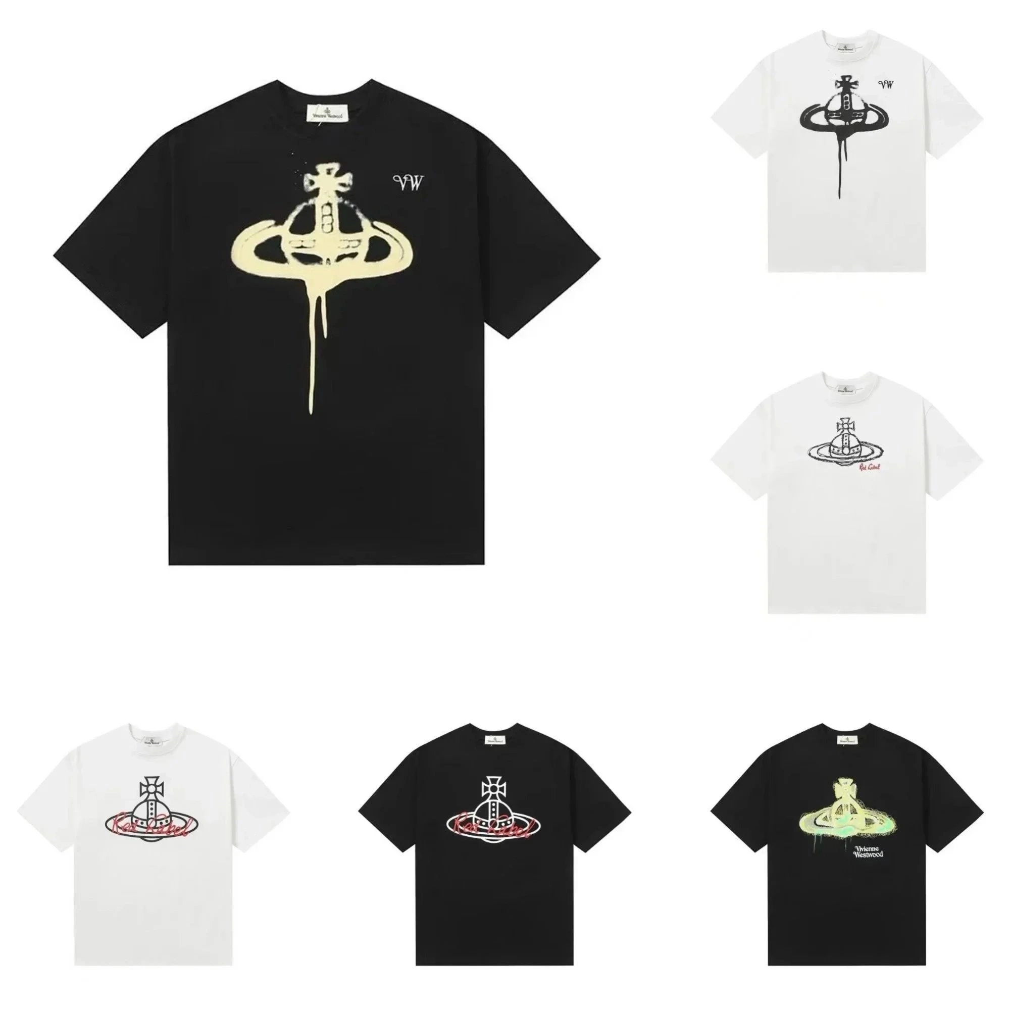 Vivienne Westwood Orb Drip Logo T-Shirt Black Cream