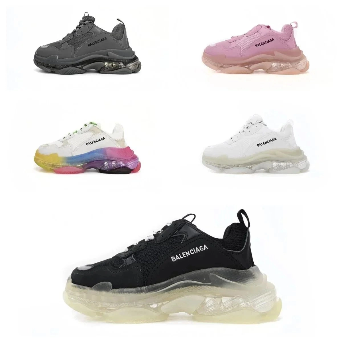 Balenciaga Triple S Clear Sole Black Mesh Sneaker