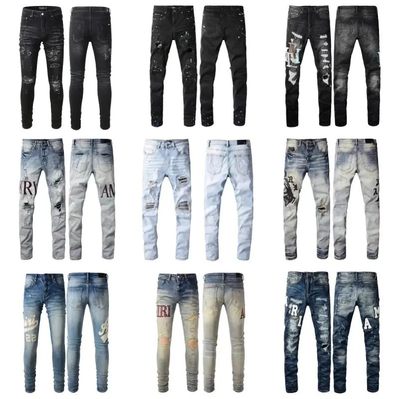 Amiri Distressed Ripped Skinny Jeans with Graffiti Print