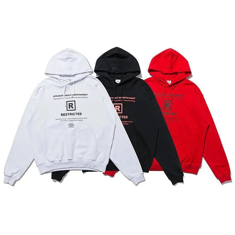 VETEMENTS Restricted Logo Hoodie - White Black Red