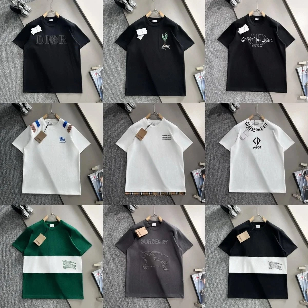 Dior Black T-Shirt with Embroidered Logo and Leaf Motif