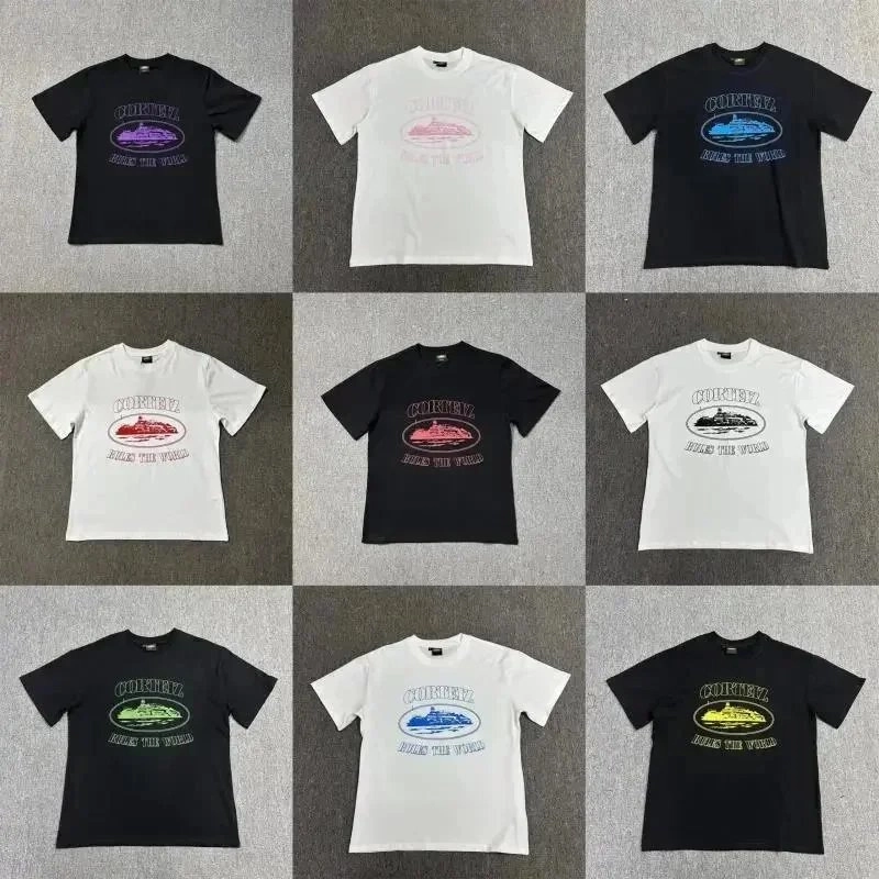 CORNELZ Ride the Wave Graphic T-Shirt - Black with Purple Yacht Print