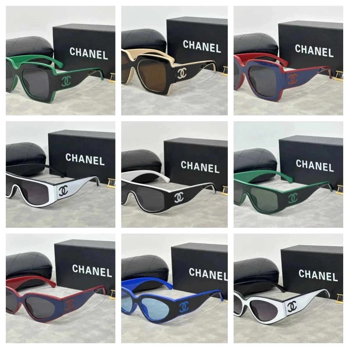 Chanel CC Logo Oversized Sunglasses - Green Black Frame
