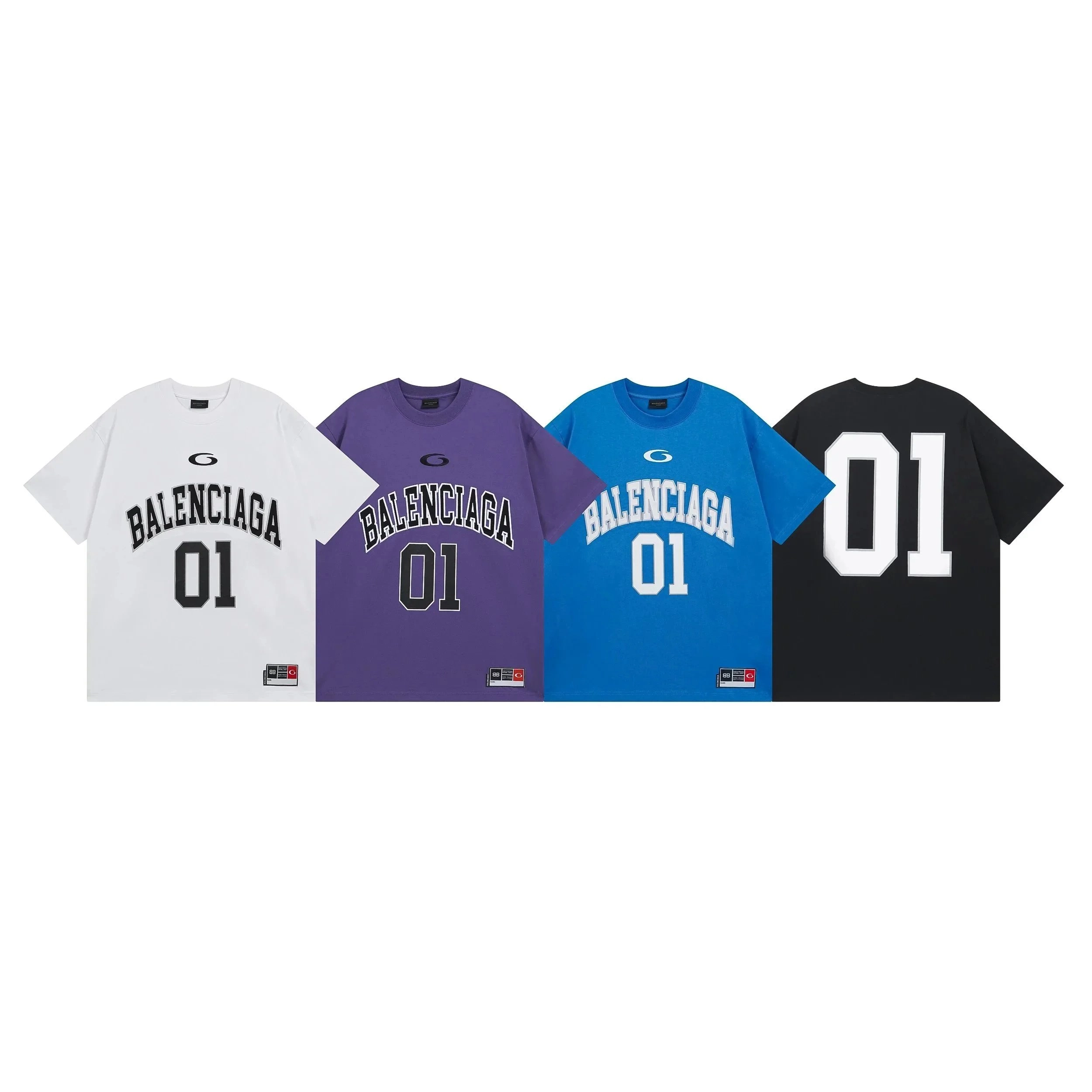 Balenciaga 01 Arch Logo Oversized T-Shirt - White Purple Blue Black