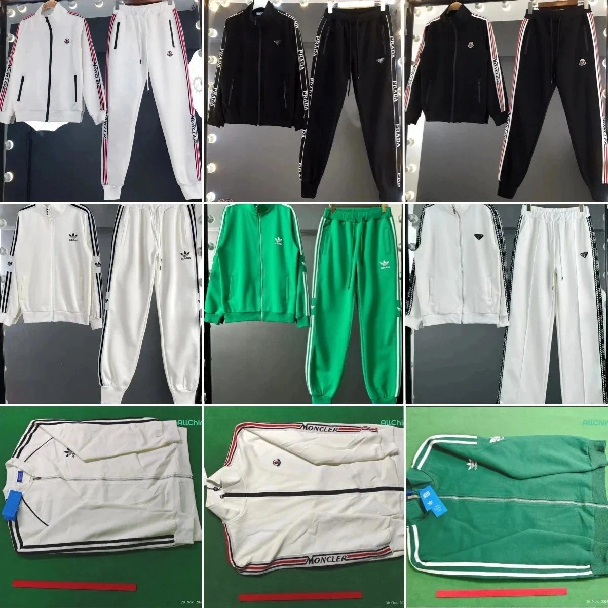 Moncler Logo Track Jacket and Pants Set White Red Stripe