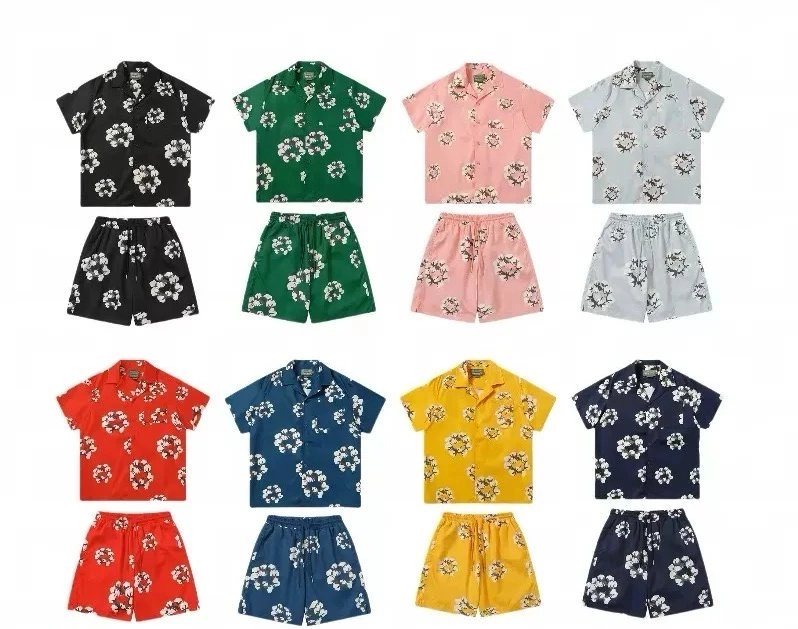 Floral Print Short-Sleeve Shirt and Shorts Set - 8 Colors