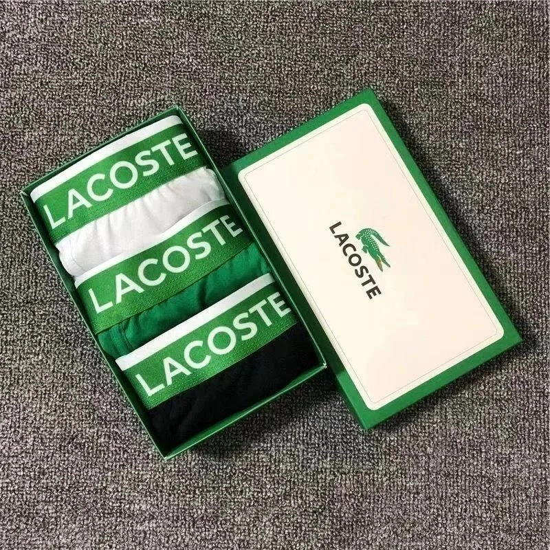 LACOSTE Classic Logo Waistband Boxer Briefs 3-Pack Green White Black