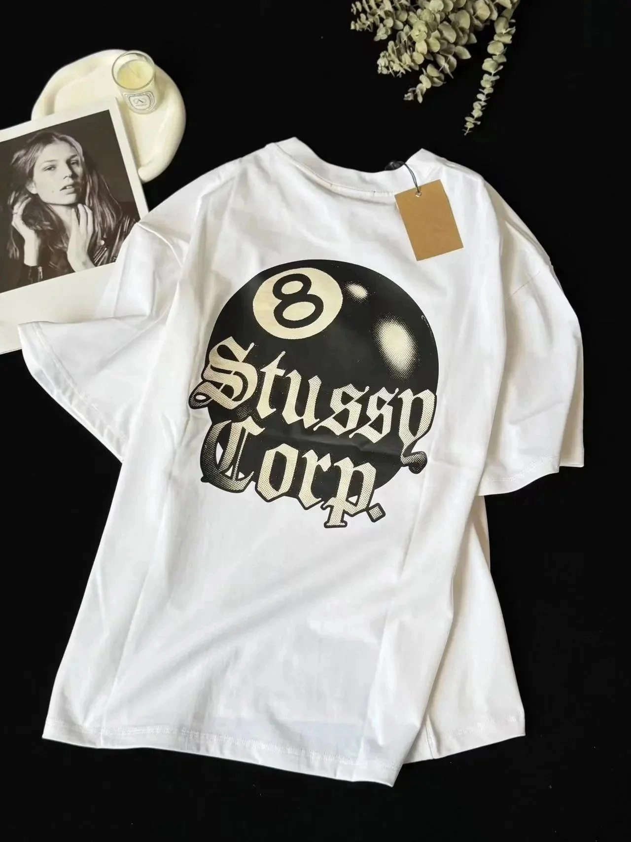 Stussy Corp 8-Ball Graphic Tee White