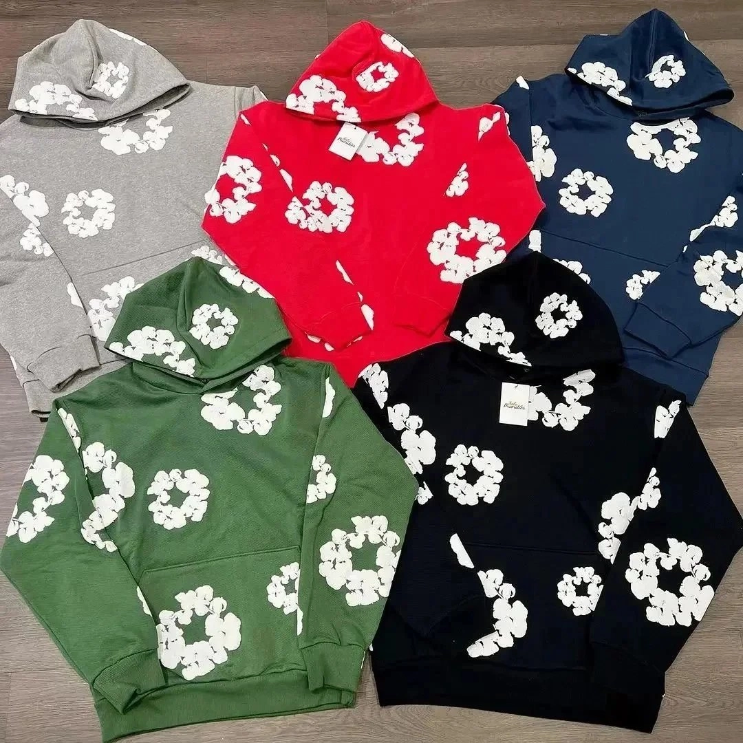 Palace Floral Print Hoodie - Red White Abstract Pattern