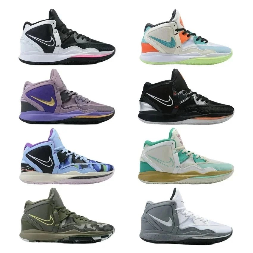 Nike Kyrie 8 Black-White-Pink Basketball Shoes with Swoosh Logo