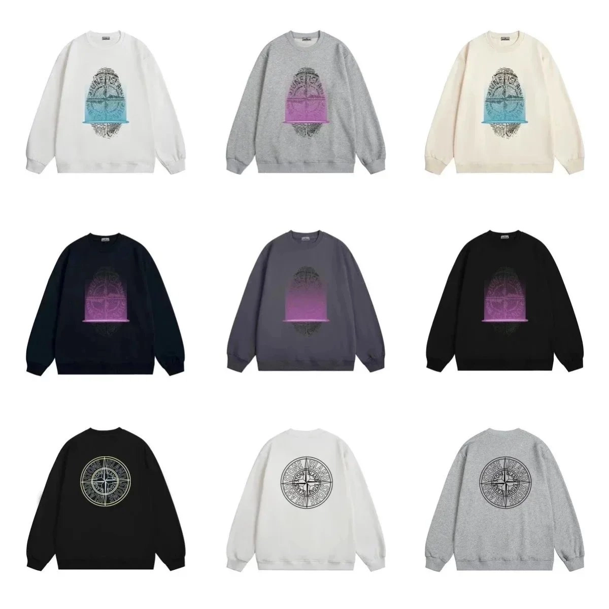 Stone Island Compass Logo Sweatshirt - White Gradient Dome Print