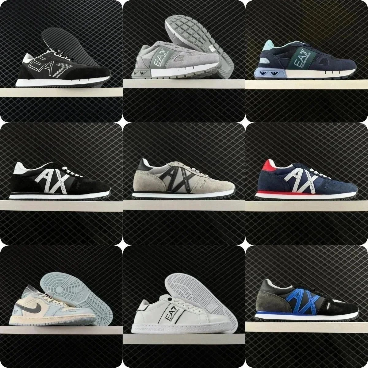 EA7 Track Runner Low-Top Sneaker - Black White Logo Design