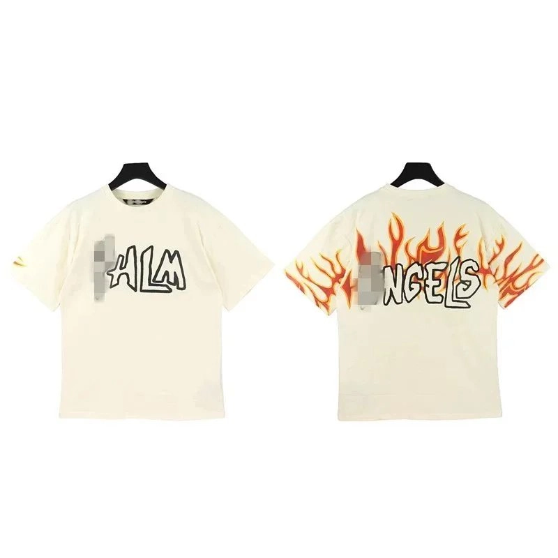 Palm Angels Flame Graphic Oversized T-Shirt Cream