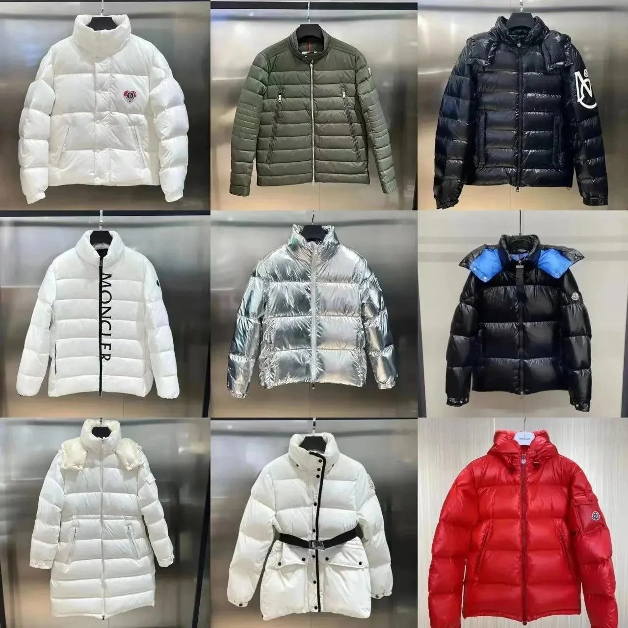 Moncler Maya Puffer Jacket - Metallic Silver Quilted Down