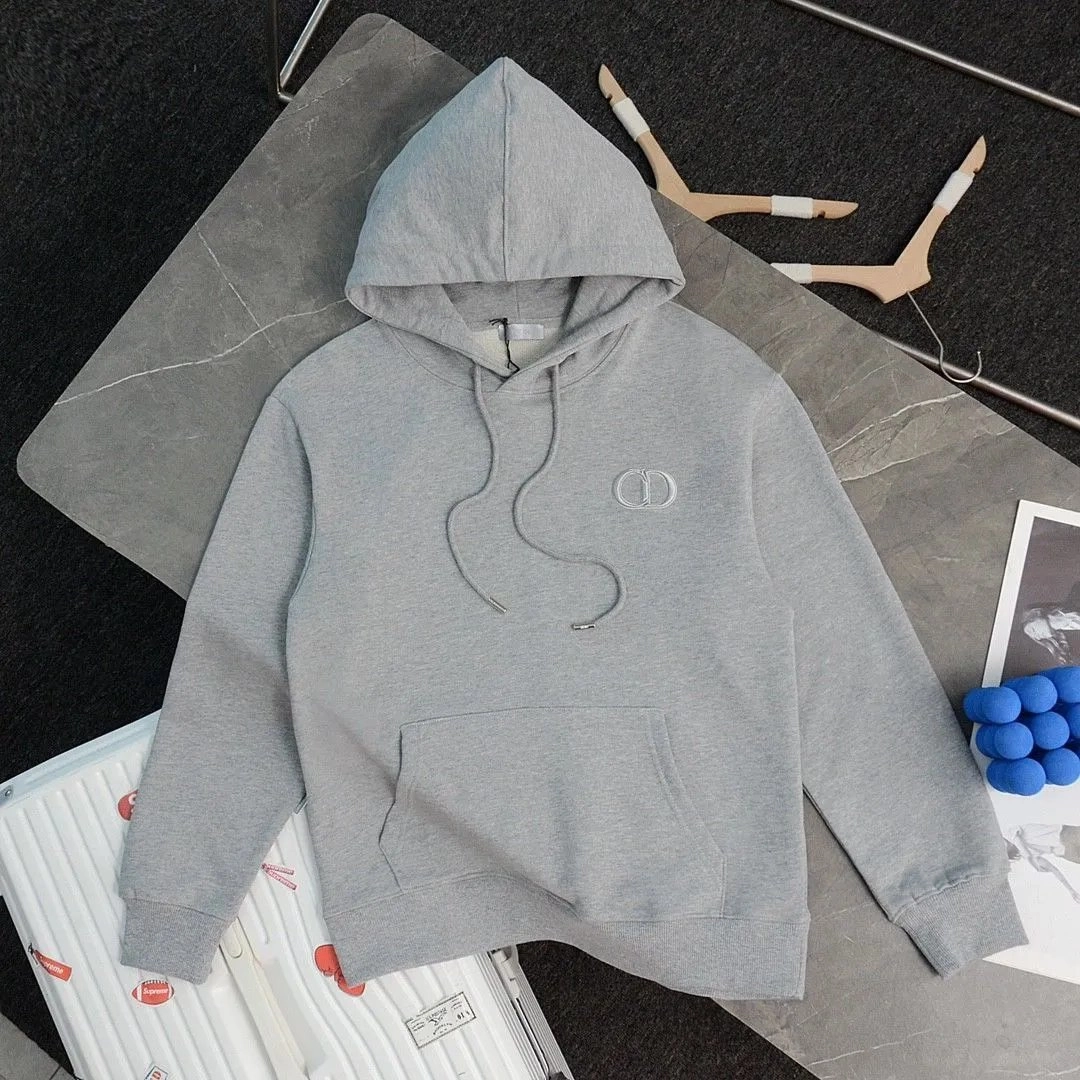 Dior Gray Hoodie with Embroidered CD Logo