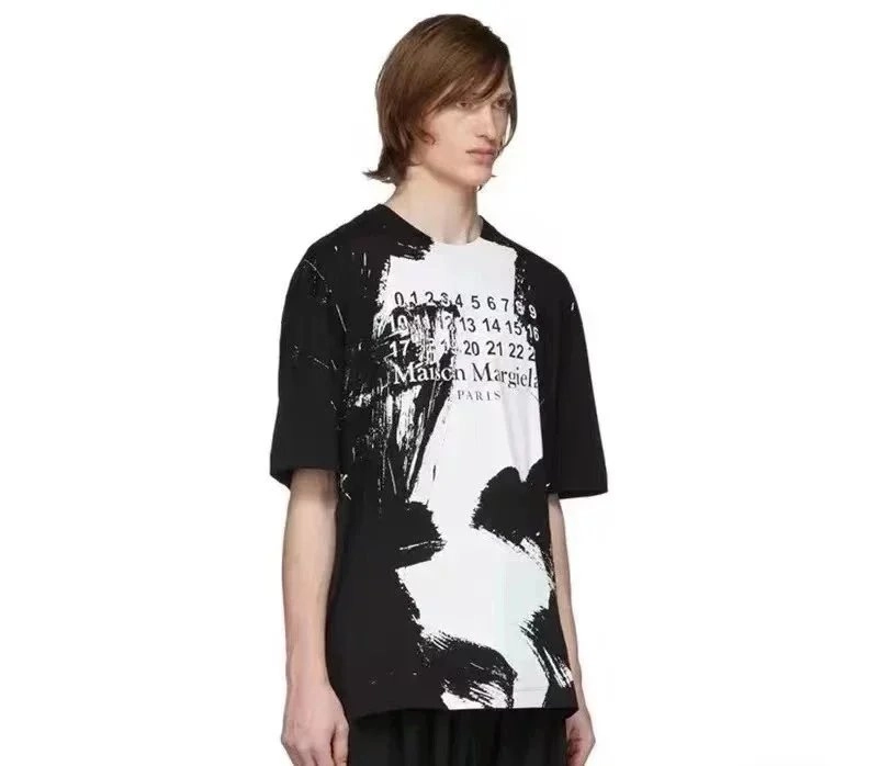 Maison Margiela Oversized T-Shirt with Numeric Print and Brushstroke Design