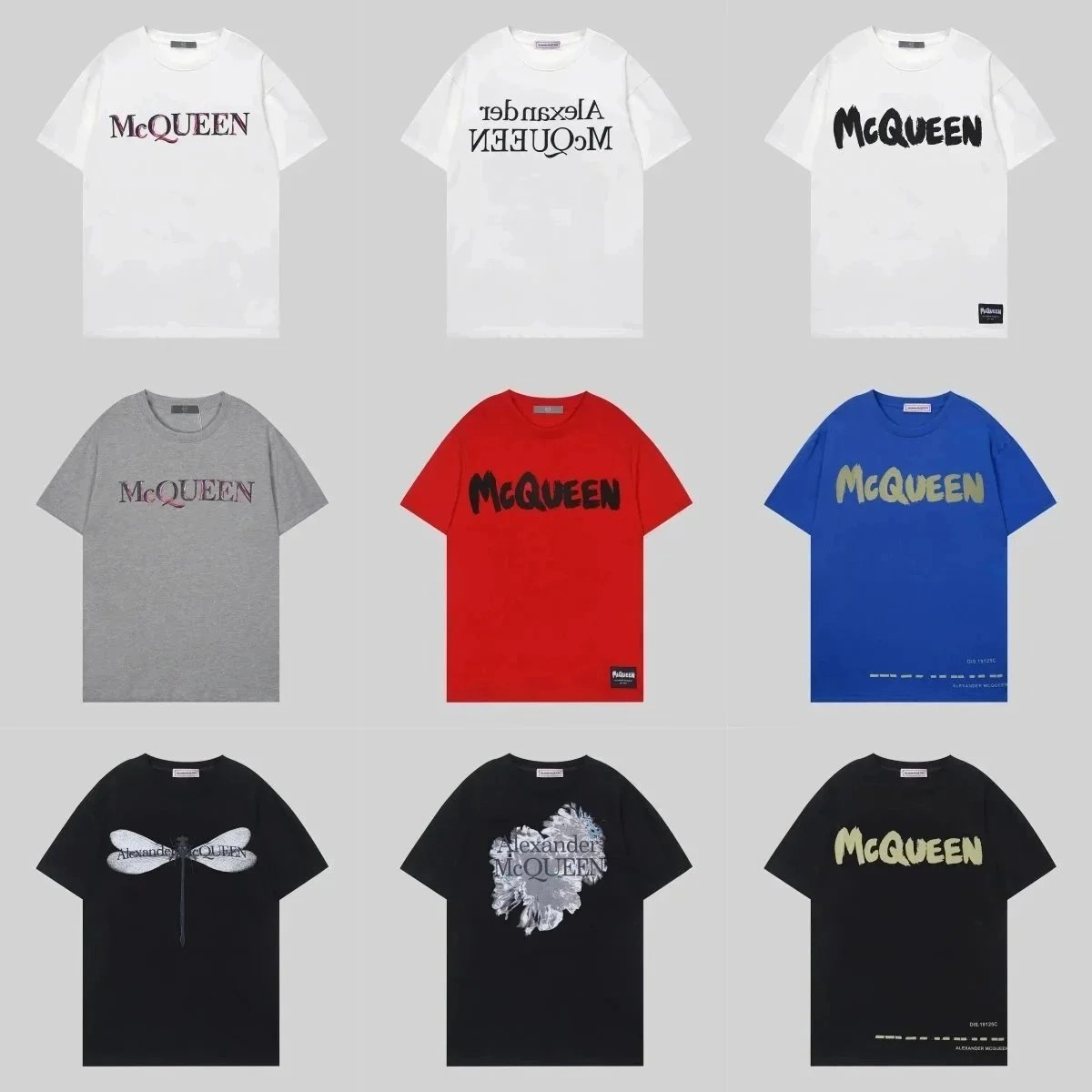Alexander McQueen Logo Graphic T-Shirt - Black with Silver Floral Print