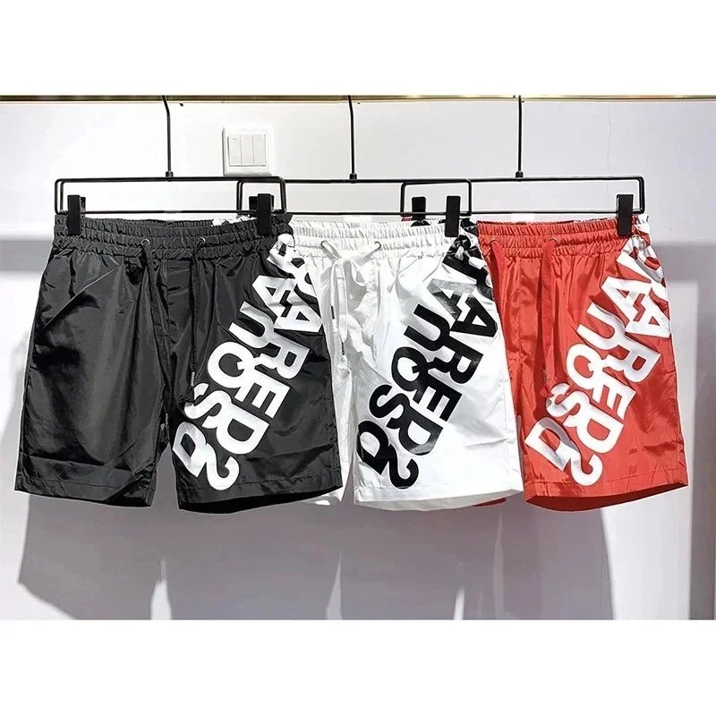DSQUARED2 Logo Print Swim Shorts - Black White Red