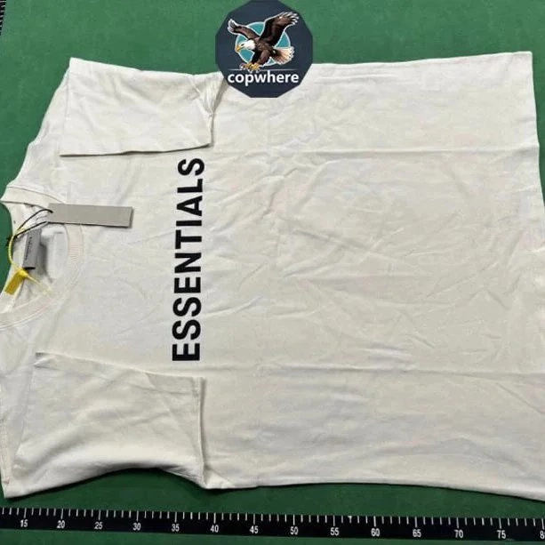 Essentials White T-Shirt with Vertical Logo Print