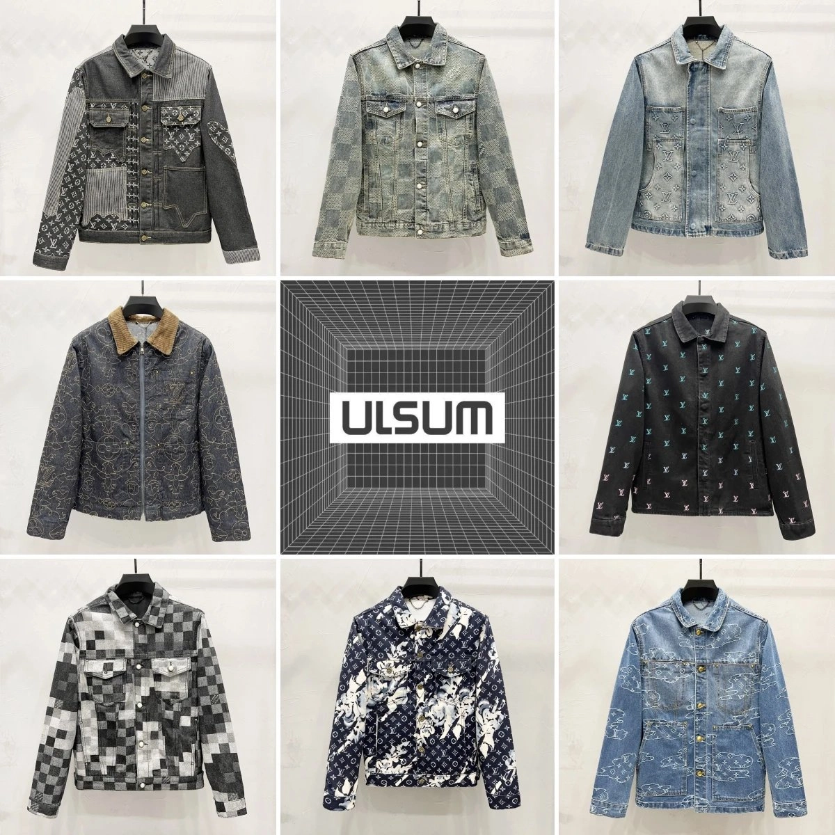 ULSUM Louis Vuitton Monogram Denim Trucker Jacket - Patchwork Gray