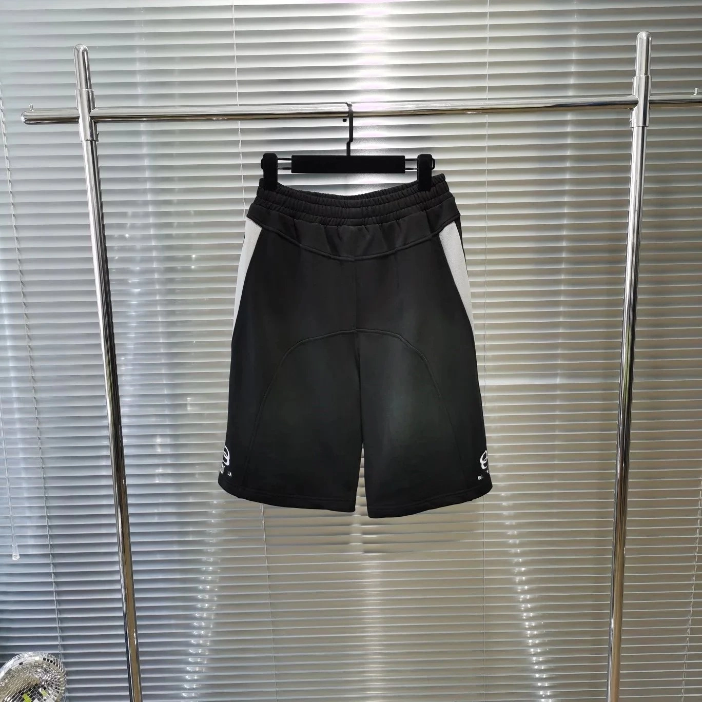 Bape Black-White Panelled Athletic Shorts with Logo