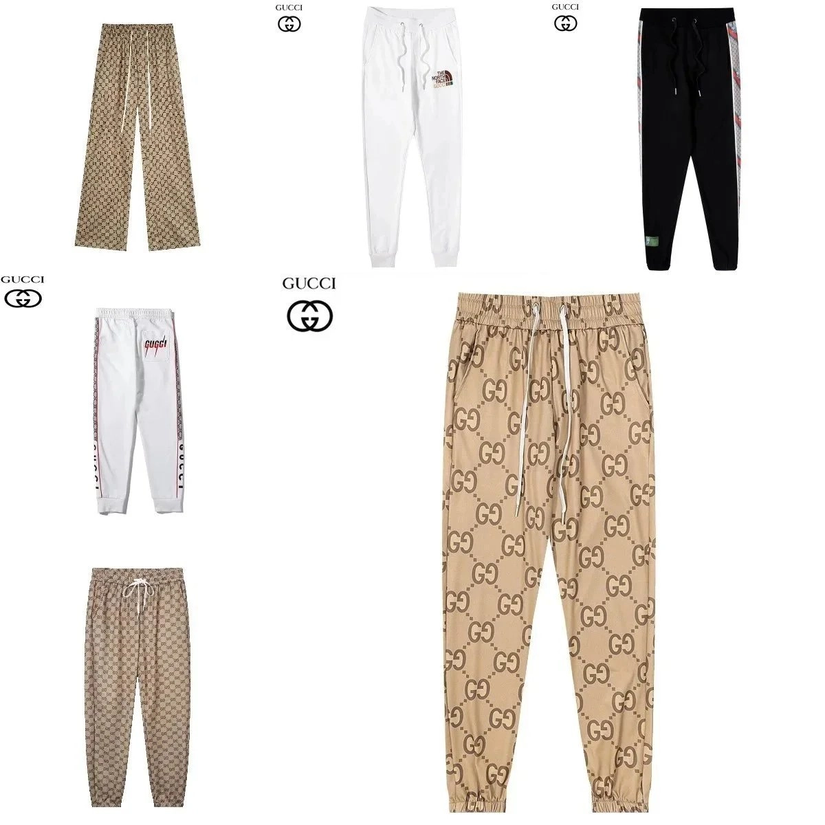 Gucci GG Monogram Beige Drawstring Jogger Pants