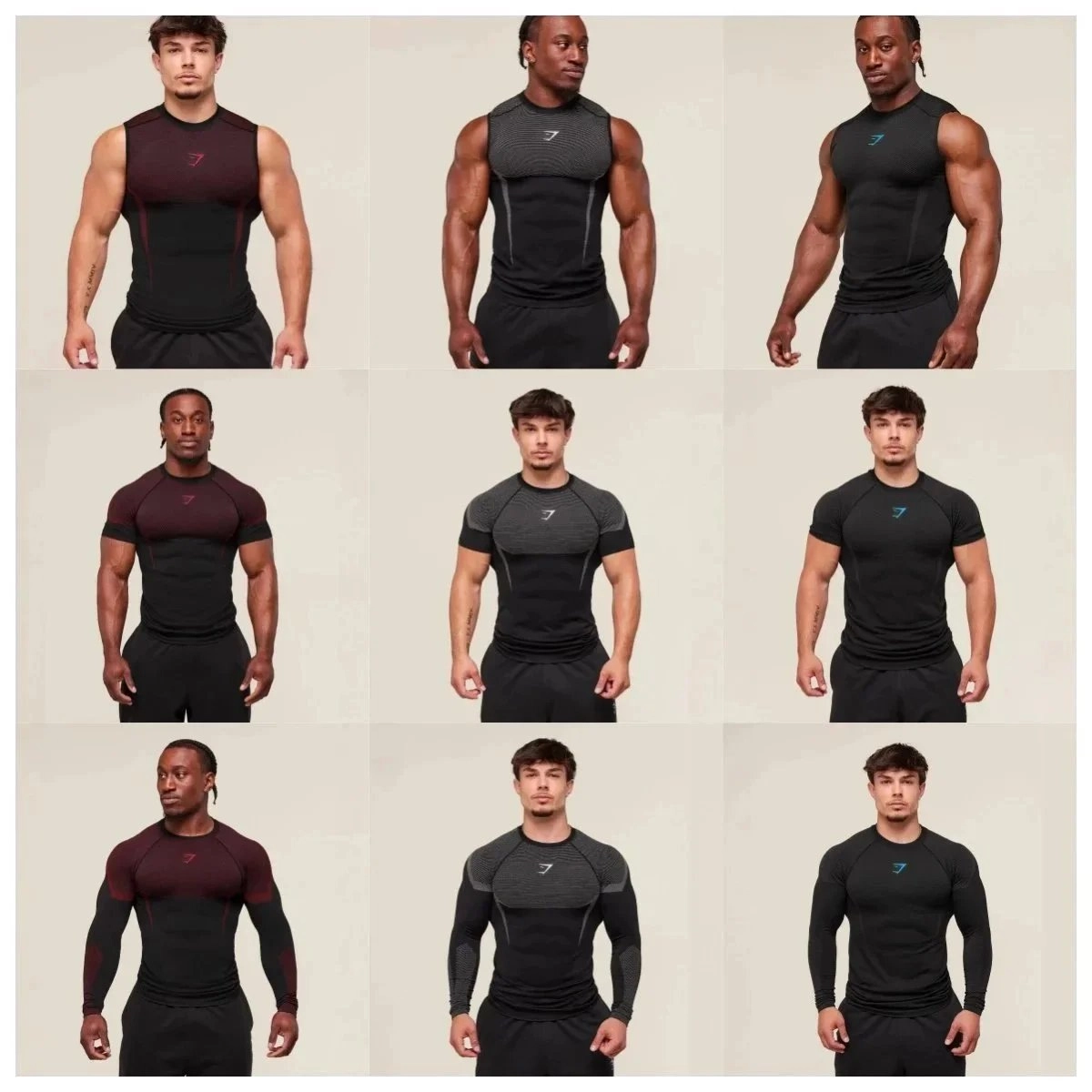 Gymshark Apex Compression Base Layer Top - Black Maroon