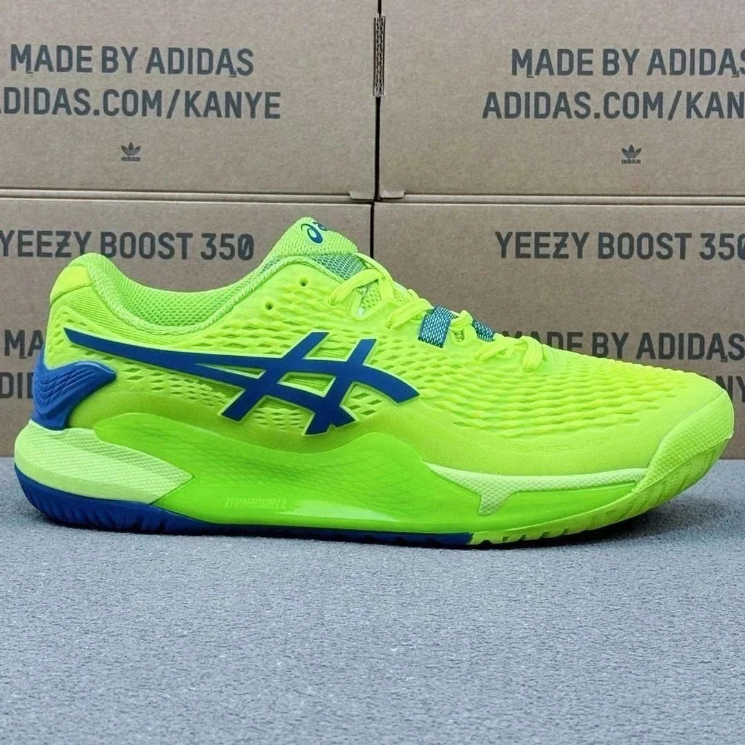 ASICS Gel-Resolution 9 Neon Lime Blue Tennis Shoe