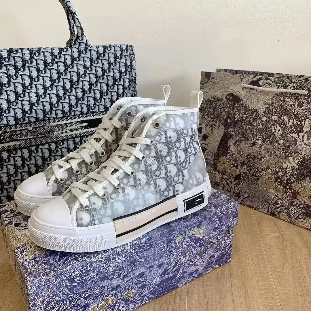 Dior B23 High-Top Sneakers Transparent Oblique Print White