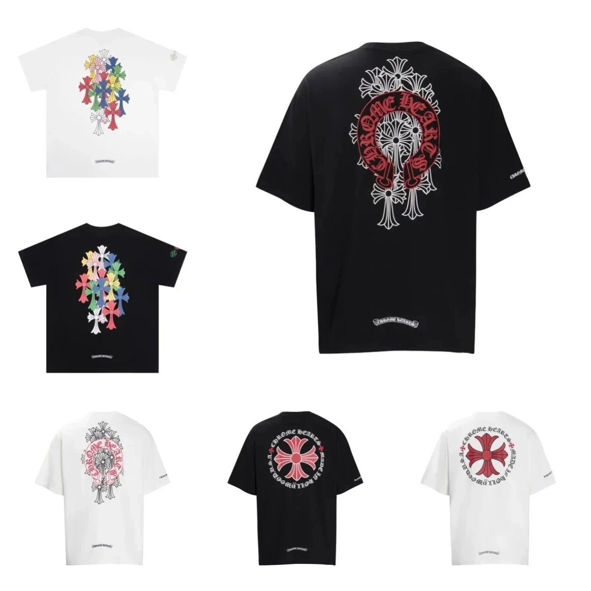 Chrome Hearts Cross Motif Oversized T-Shirt Black Red Floral