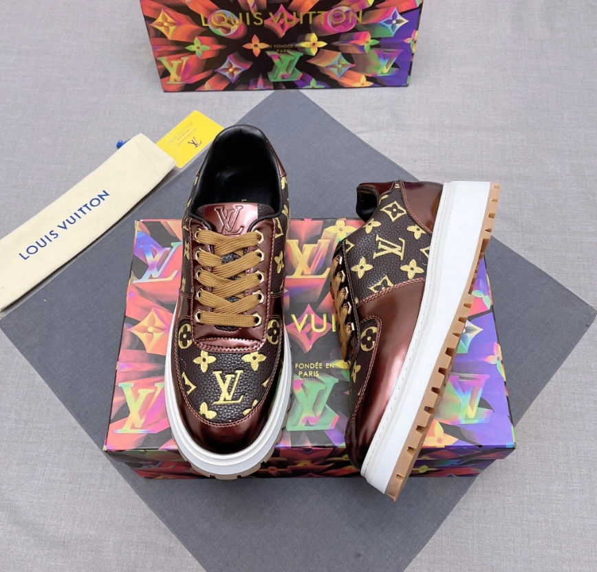 Louis Vuitton Monogram Brown Leather Platform Sneakers