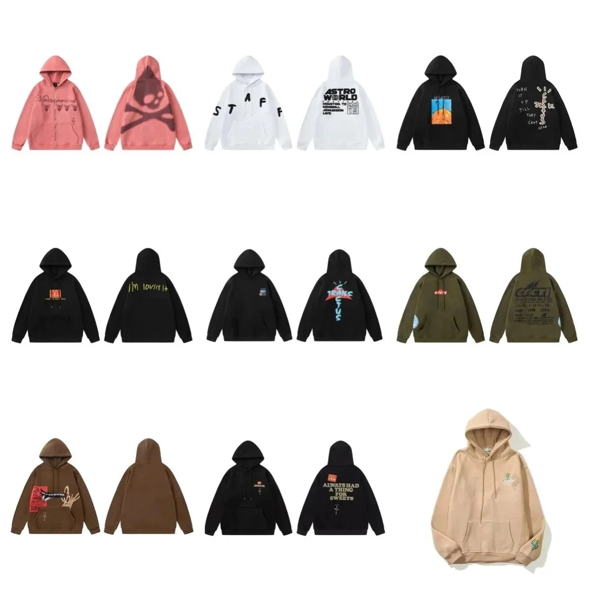 Travis Scott Cactus Jack Hoodie - Beige Embroidered Logo
