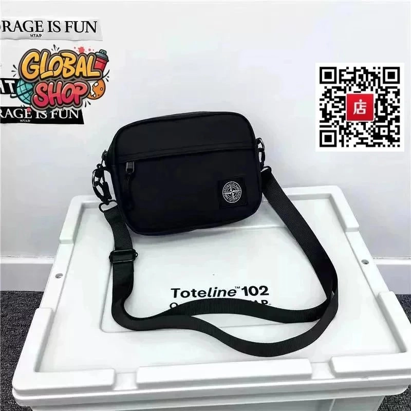 Stone Island Toteline 102 Black Crossbody Bag with Compass Logo