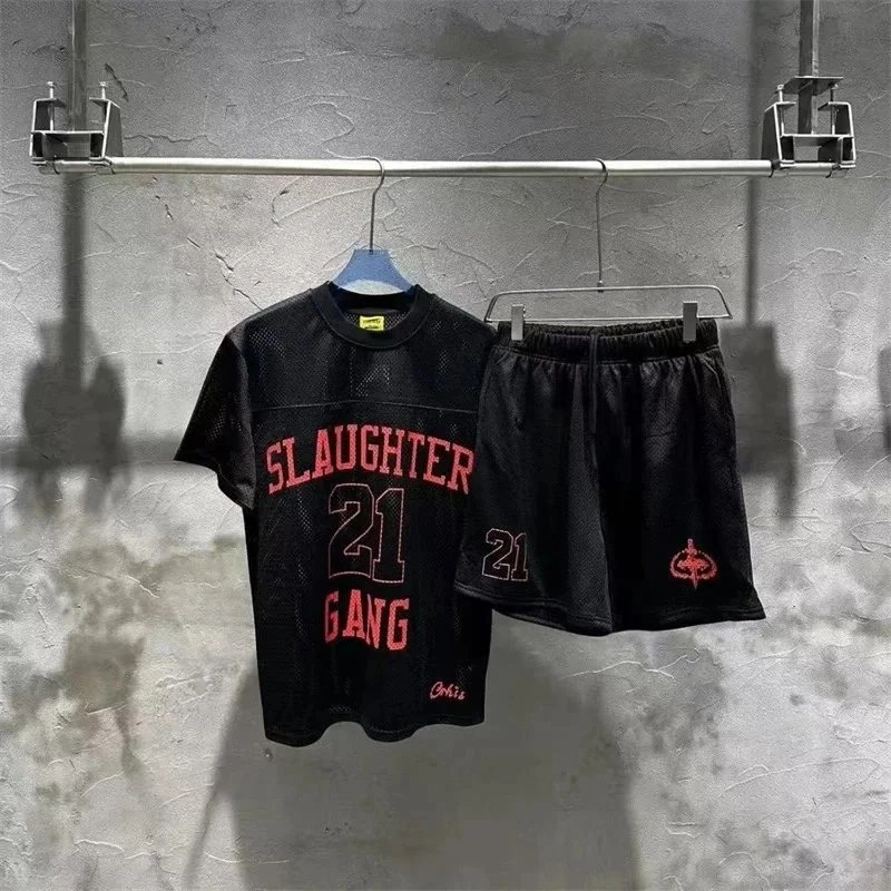 Slaughter Gang Mesh Jersey Set Black with Red 21 Print