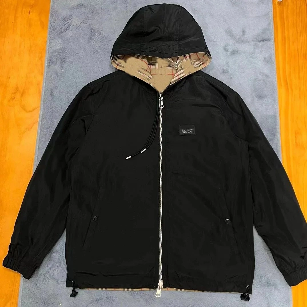 Burberry Black Hooded Jacket with Iconic Check Lining