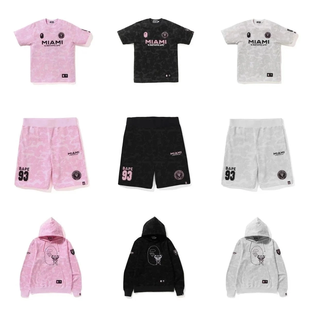 BAPE x Inter Miami CF Camo Jersey T-Shirt Pink Black Gray
