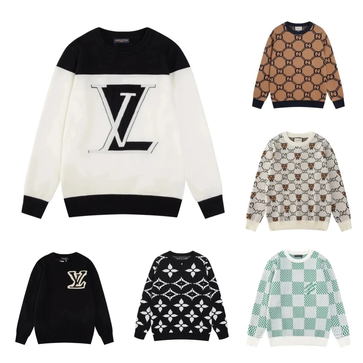 Louis Vuitton LV Monogram Block Knit Sweater Black-White