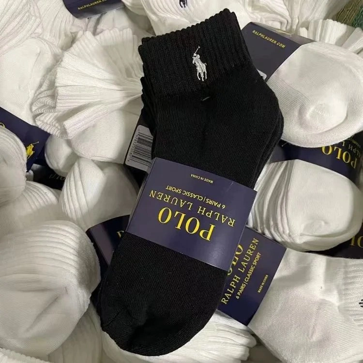 Ralph Lauren Polo Classic Sport Crew Socks - Black with Embroidered Pony Logo